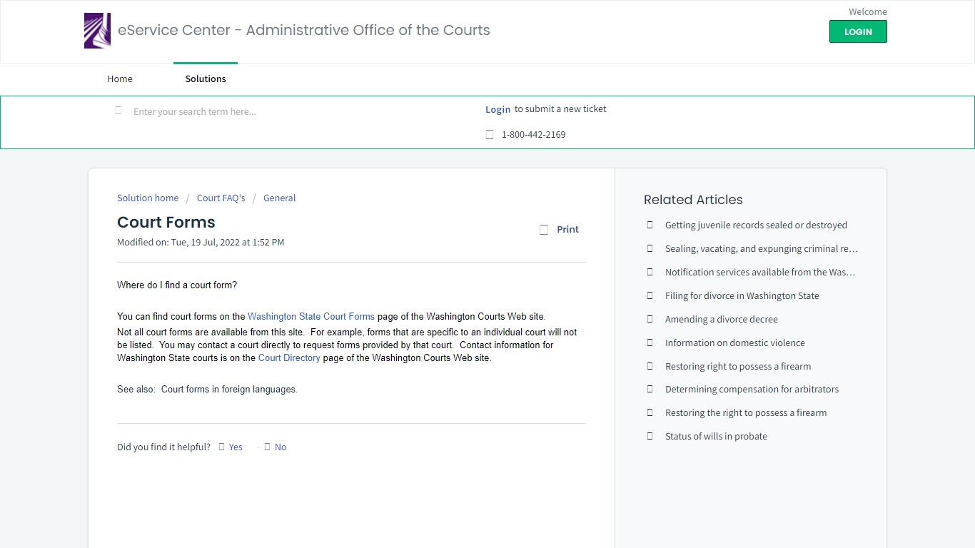 Court Forms : WA - Administrative Office of the Courts