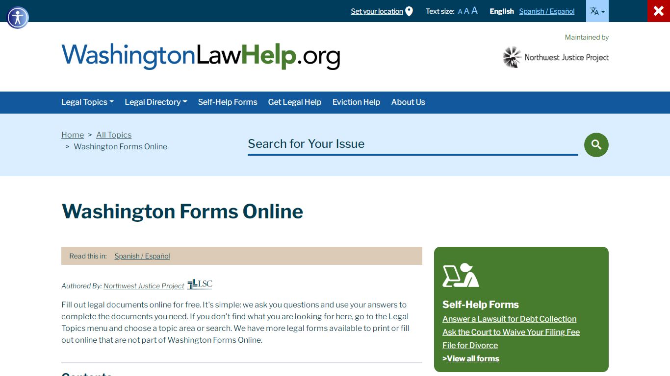Washington Forms Online - WashingtonLawHelp.org