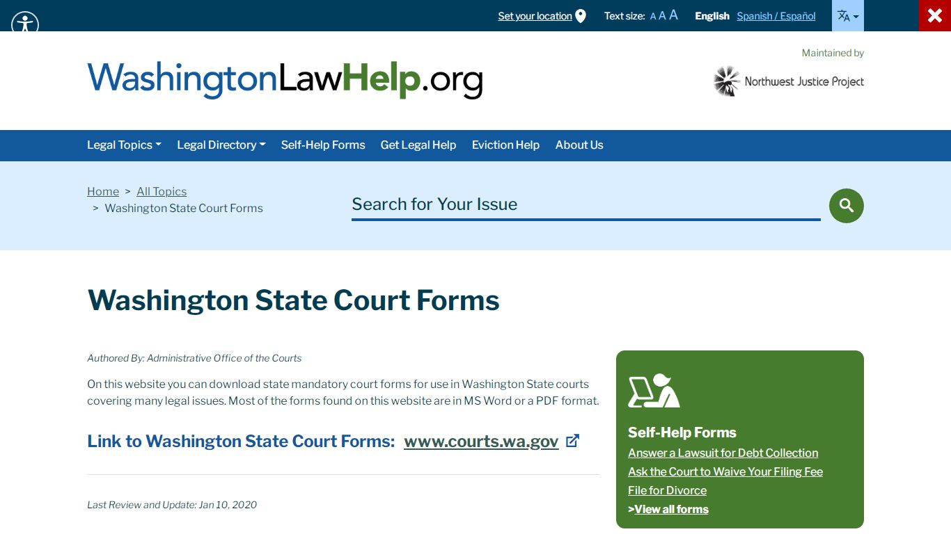 Washington State Court Forms